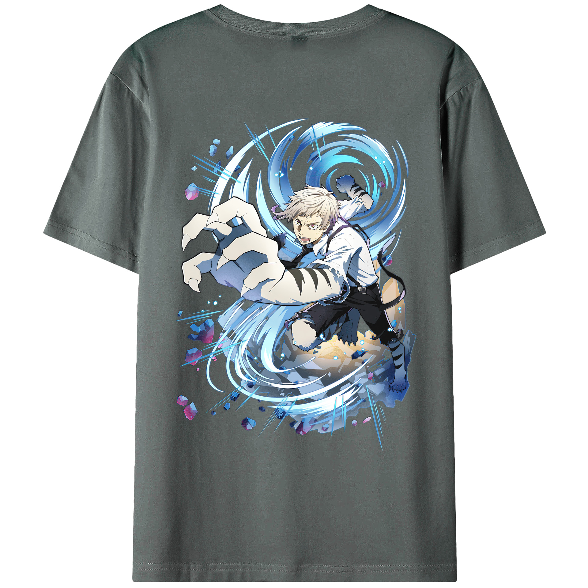 （画像用） 文豪ストレイドッグス Bungo Stray Dogs 綿100％ メンズ半袖Tシャツ（バックプリント） 通気性